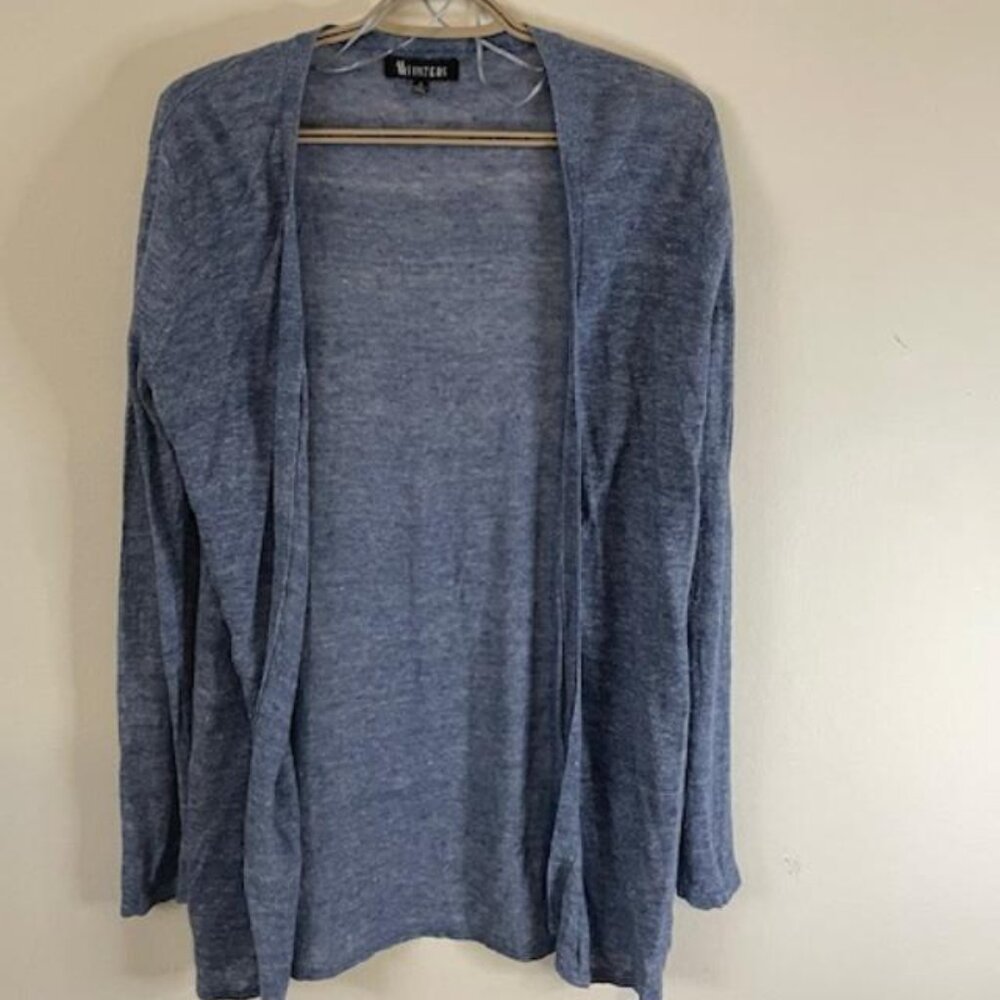 CARDIGAN - Light Blue -100% Linen -Small